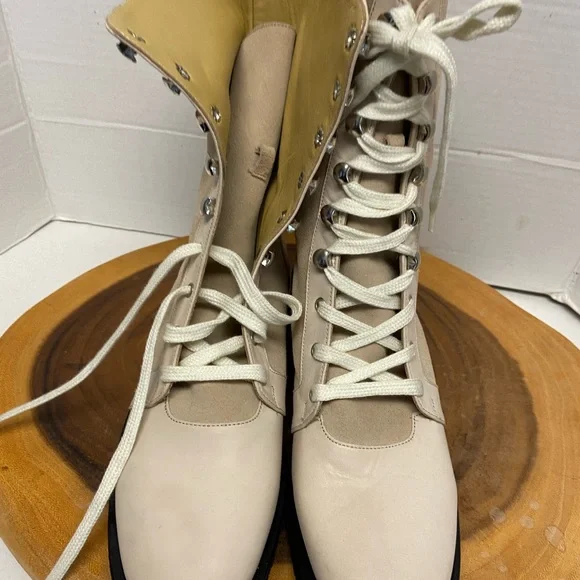 Maryam Nassir Zadeh lace Up Vanilla Leather Combat Boots